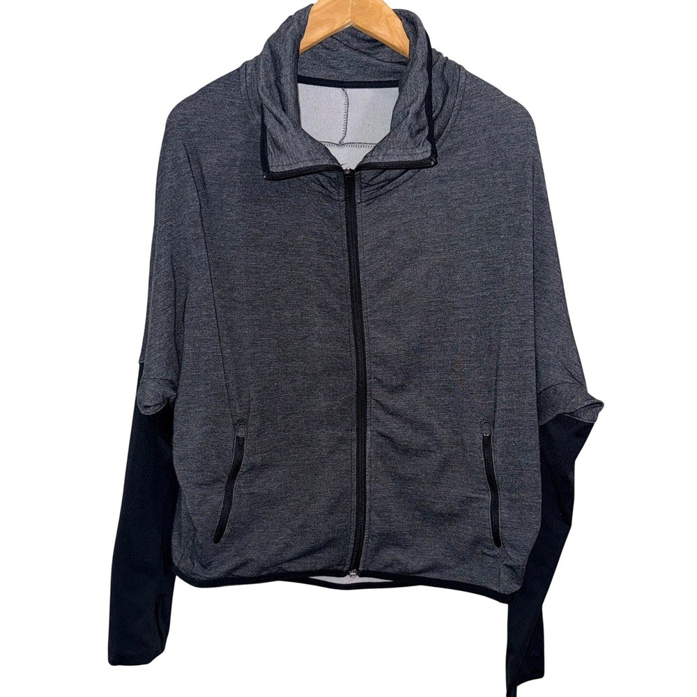 Nike Dri‎ Fit Full Zip Jacket Heathered Gray Black Athletic Athletic Size L